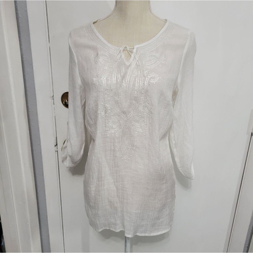 AB studio white linen blouse